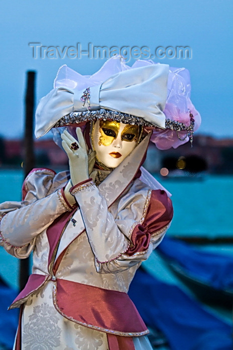 italy526: Carnival participant with Carnival costume at Dawn by Canale di San Marco, Venice - photo by A.Beaton - (c) Travel-Images.com - Stock Photography agency - Image Bank