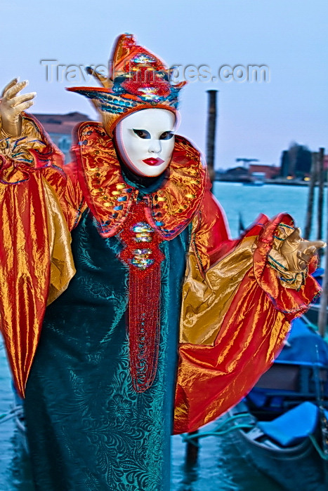 italy527: Carnival participant with Carnival costume at Dawn by Canale di San Marco, Venice - photo by A.Beaton - (c) Travel-Images.com - Stock Photography agency - Image Bank