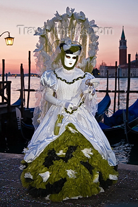 italy531: Carnival participant with Carnival costume at Dawn by Canale di San Marco, Venice - photo by A.Beaton - (c) Travel-Images.com - Stock Photography agency - Image Bank