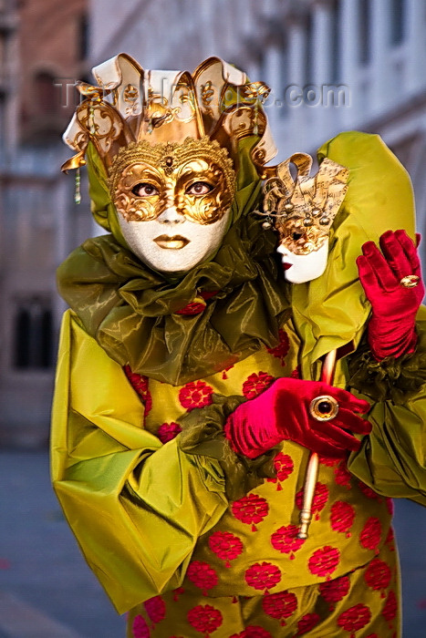 italy534: Carnival participant with Carnival costume in Piazza San Marco, Venice - photo by A.Beaton - (c) Travel-Images.com - Stock Photography agency - Image Bank