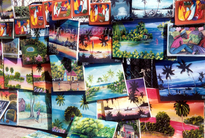 jamaica1: Ocho Rios / OCG : Rainbow - paintings by a local artist (photo by Miguel Torres) - (c) Travel-Images.com - Stock Photography agency - Image Bank