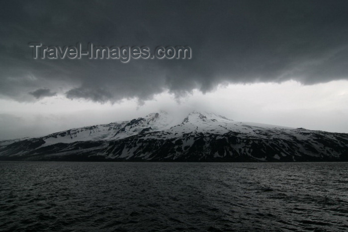 jan-mayen6: Jan Mayen island: sea, clouds and the Beerenberg mountain - 2277 m - Nord-Jan- photo by R.Behlke - (c) Travel-Images.com - Stock Photography agency - Image Bank