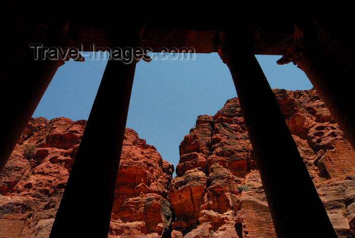 jordan251: Jordan - Petra: Khazneh - Treasury - view from the portico towards the siq - UNESCO world heritage site - photo by M.Torres - (c) Travel-Images.com - Stock Photography agency - Image Bank