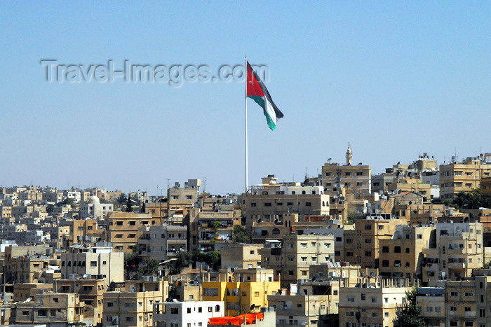 jordan8: Amman - Jordan: Jordanian flag over the city - photo by M.Torres - (c) Travel-Images.com - Stock Photography agency - Image Bank