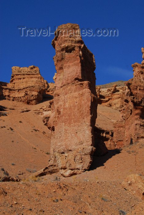 kazakhstan119: Kazakhstan, Charyn Canyon: Valley of the Castles - bright red rock formation - photo by M.Torres - (c) Travel-Images.com - Stock Photography agency - Image Bank