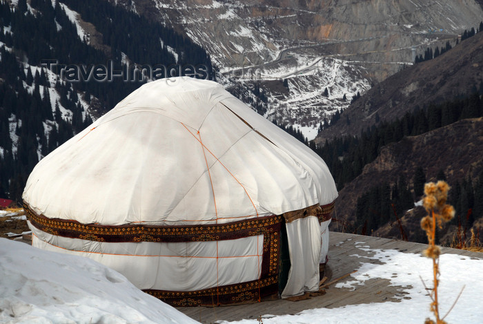 kazakhstan136: Kazakhstan - Chimbulak ski-resort, Almaty: 'Café yurta' - yurt and the  Alatau Mountains - photo by M.Torres - (c) Travel-Images.com - Stock Photography agency - Image Bank