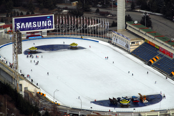 kazakhstan166: Kazakhstan,Medeu / Medeo ice stadium, Almaty: seen from the dam - outdoor speed skating rink - photo by M.Torres - (c) Travel-Images.com - Stock Photography agency - Image Bank