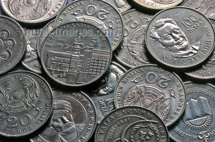 kazakhstan17: Kazakhstan: Kazak currency - Tenge (KZT) coins - money - photo by V.Sidoropolev - (c) Travel-Images.com - Stock Photography agency - Image Bank