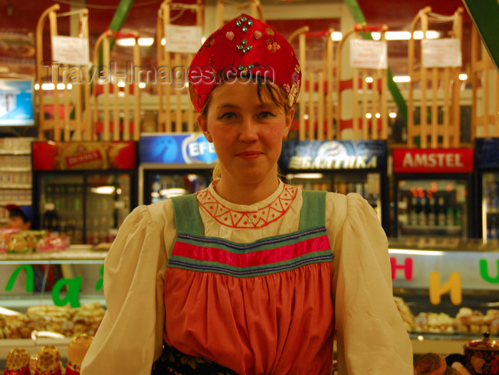 kazakhstan206: Kazakhstan, Almaty: Russian girl selling delicatessen - photo by M.Torres - (c) Travel-Images.com - Stock Photography agency - Image Bank