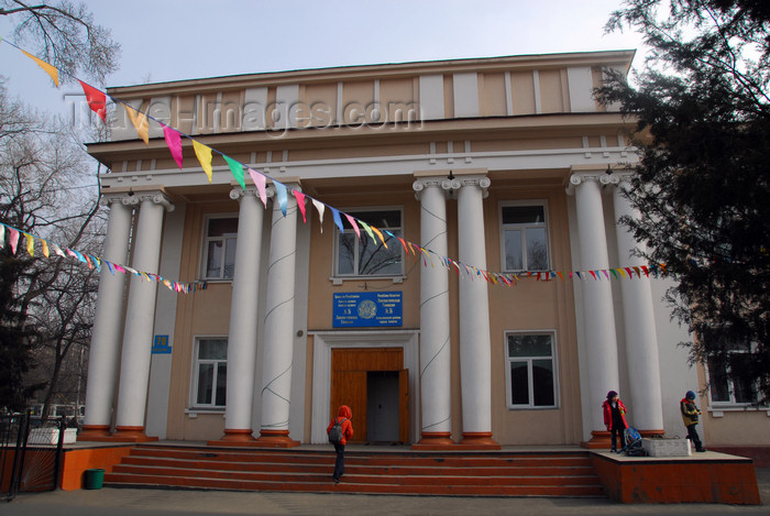 kazakhstan227: Kazakhstan, Almaty: neo-classical façade of language school nr 36 - photo by M.Torres - (c) Travel-Images.com - Stock Photography agency - Image Bank