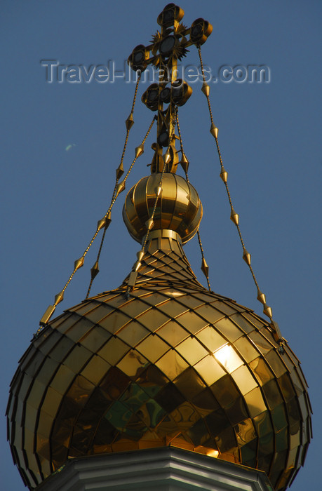 kazakhstan264: Kazakhstan, Almaty:  St Nicholas Church - Russian Orthodox - Nikolsky Sobor - golden onion with cross - photo by M.Torres - (c) Travel-Images.com - Stock Photography agency - Image Bank