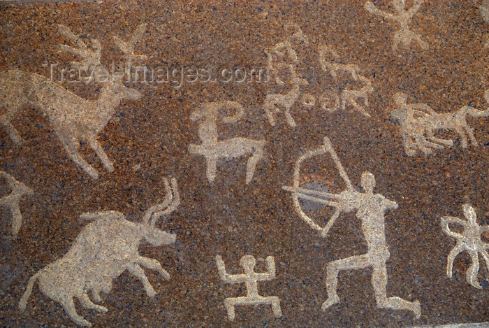 kazakhstan267: Kazakhstan, Almaty: Republic square - replica of petroglyphs - hunting scene - photo by M.Torres - (c) Travel-Images.com - Stock Photography agency - Image Bank