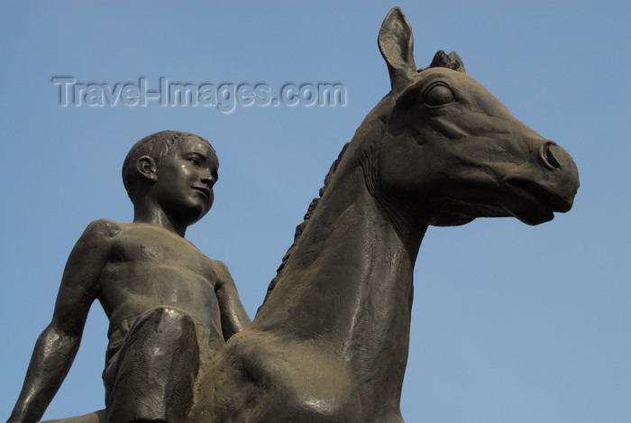 kazakhstan278: Kazakhstan, Almaty: Republic square - boy on horse - detail - photo by M.Torres - (c) Travel-Images.com - Stock Photography agency - Image Bank