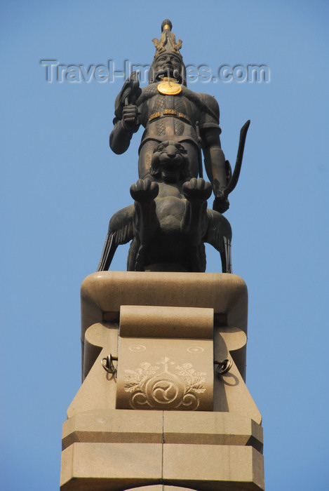 kazakhstan282: Kazakhstan, Almaty: Republic square - Independence Monument - Golden Warrior on a snow leopard's back - photo by M.Torres - (c) Travel-Images.com - Stock Photography agency - Image Bank