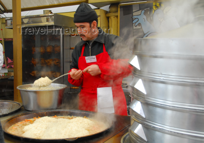 kazakhstan5: Kazakhstan, Almaty: preparing plov - food for sale - photo by M.Torres - (c) Travel-Images.com - Stock Photography agency - Image Bank