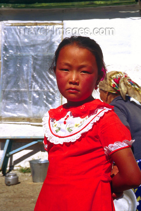 kazakhstan63 Kazakhstan Almaty oblys Kazakh girl wearing a red dress 