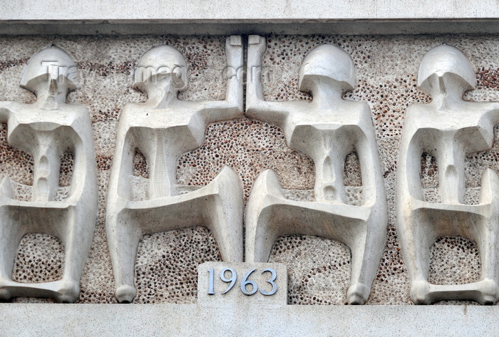 kenya128: Nairobi, Kenya: frieze detail - 1963 and figures - art at Parliament House - architect Amyas Douglas Connell - photo by M.Torres - (c) Travel-Images.com - Stock Photography agency - Image Bank