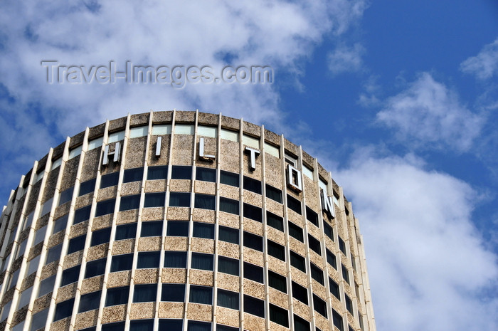 kenya135: Nairobi, Kenya: Hilton hotel - sign at the top of the tower - photo by M.Torres - (c) Travel-Images.com - Stock Photography agency - Image Bank