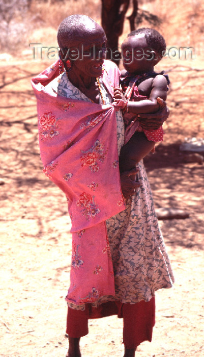 kenya51: Kenya - blind Masai with toddler - photo by F.Rigaud - (c) Travel-Images.com - Stock Photography agency - Image Bank