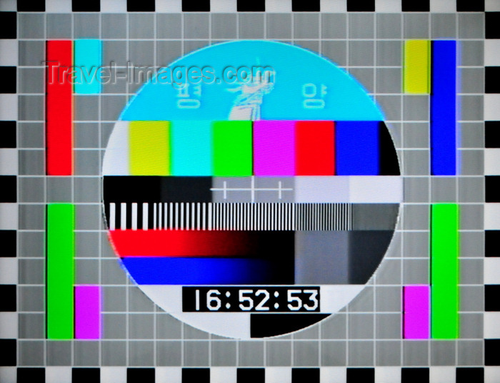 korean36: Pyongyang, North Korea / DPRK: North Korean TV test card - test pattern in North America - television test signal - Korean Central Television (KCTV) - photo by M.Torres - (c) Travel-Images.com - Stock Photography agency - Image Bank