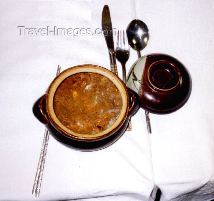 korean55: North Korea / DPRK - Pyongyang: Dog meal - some stew - Korean food (photo by M.Torres) - (c) Travel-Images.com - Stock Photography agency - Image Bank