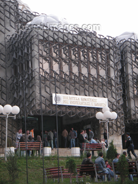 kosovo11: Kosovo - Pristina: the University library - entrance - photo by A.Kilroy - (c) Travel-Images.com - Stock Photography agency - Image Bank