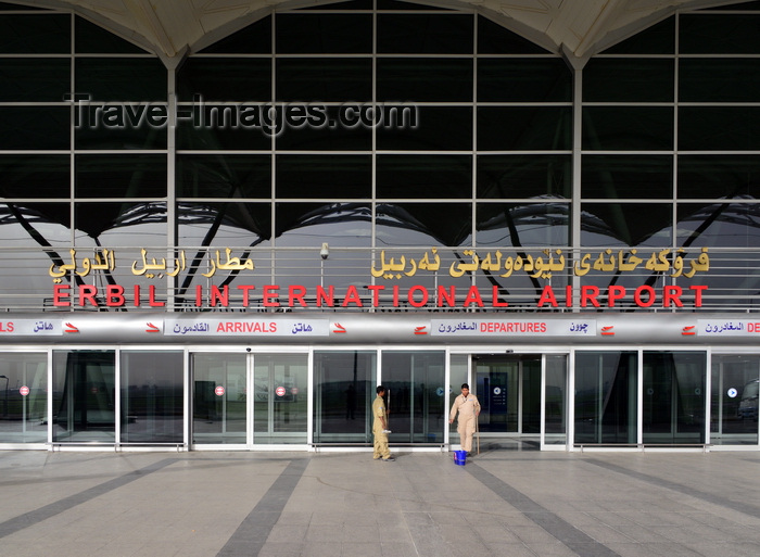 kurdistan110: Erbil / Hewler, Kurdistan, Iraq: Erbil International Airport - terminal building entrance - designed by the Scott Wilson Group, run by the Kurdistan Regional Government - photo by M.Torres - (c) Travel-Images.com - Stock Photography agency - Image Bank