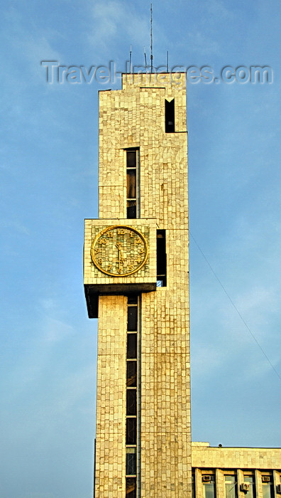 kyrgyzstan56: Bishkek, Kyrgyzstan: clock tower of the Kyrgyztelekom building - corner of Chui and Y.Abdrakhmanov - photo by M.Torres - (c) Travel-Images.com - Stock Photography agency - Image Bank