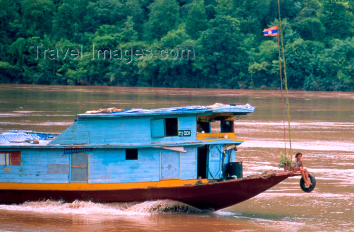laos48: Laos - Luang Prabang - commercial boat trough the Mekong (photo by K.Strobel) - (c) Travel-Images.com - Stock Photography agency - Image Bank