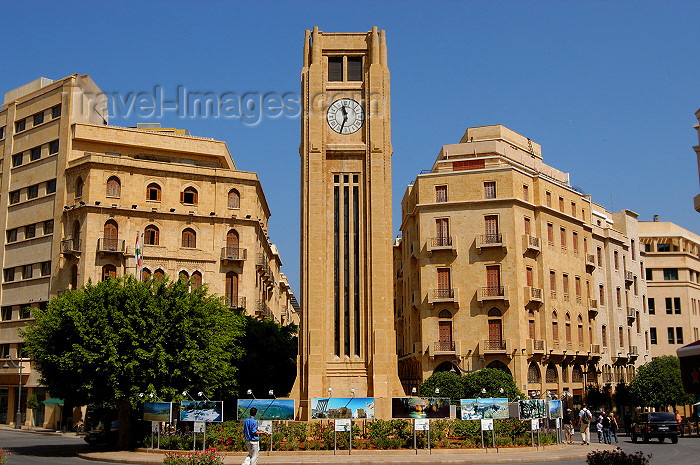 lebanon41: Lebanon / Liban - Beirut / Beyrouth: clock tower - exhibition - Place de l'Etoile - Nejemah Square - photo by J.Wreford - (c) Travel-Images.com - Stock Photography agency - Image Bank