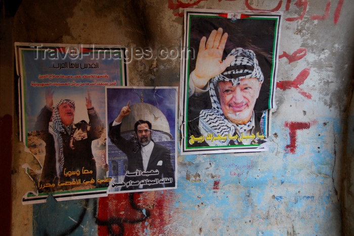 lebanon53: Lebanon, Sidon: political posters of Sadam Hussein and Yasser Arafat - photo by J.Pemberton - (c) Travel-Images.com - Stock Photography agency - Image Bank