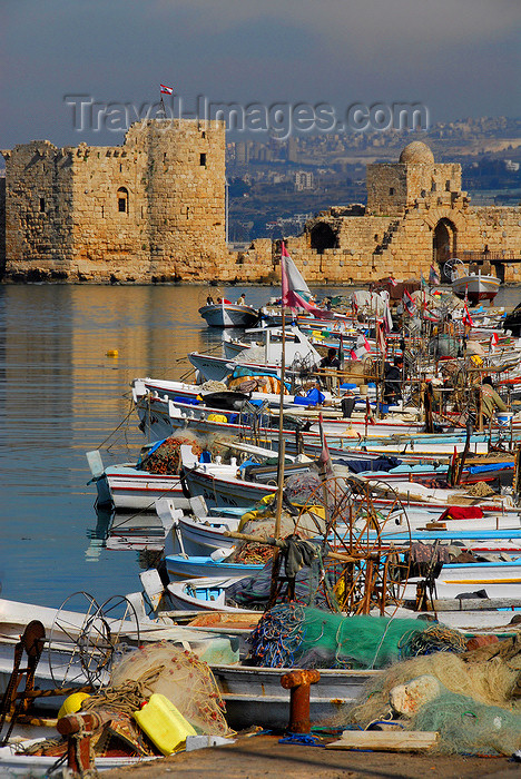 lebanon56: Lebanon, Sidon: fishing boats with view to the crusaders' sea castle - photo by J.Pemberton - (c) Travel-Images.com - Stock Photography agency - Image Bank