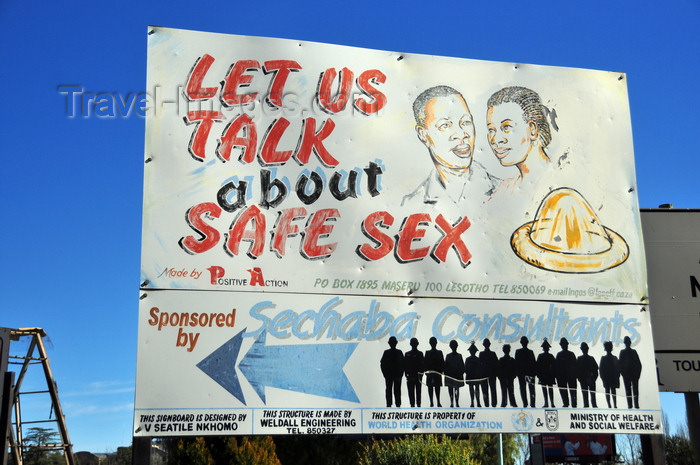 lesotho11: Maseru, Lesotho: safe sex campaign billboard - promotion of condom use - World Health Organization - photo by M.Torres - (c) Travel-Images.com - Stock Photography agency - Image Bank