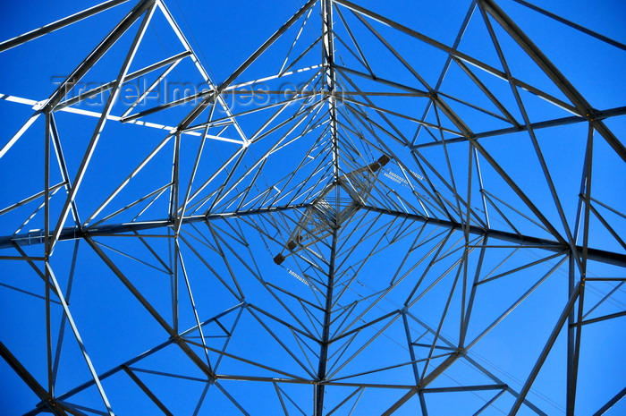 lesotho57: Mohale Dam, Lesotho: electricity pylon - transmission tower seen from inside - steel lattice tower - photo by M.Torres - (c) Travel-Images.com - Stock Photography agency - Image Bank