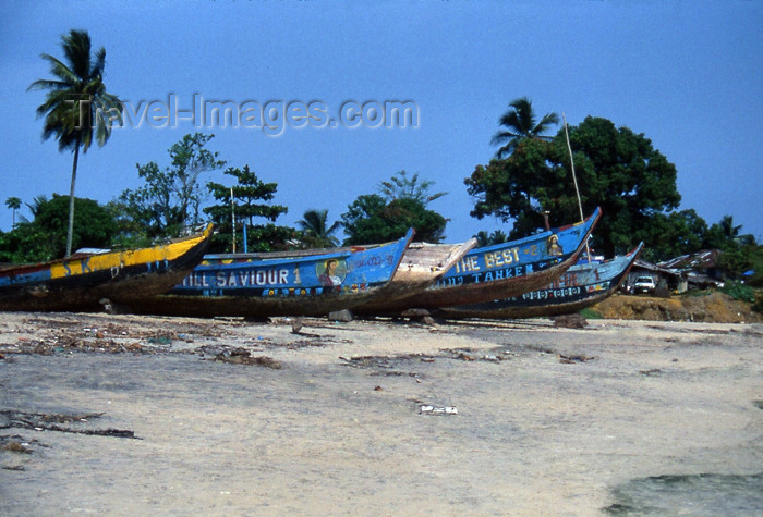 liberia23: Grand Bassa County, Liberia, West Africa: Buchanan - fishing boats on the beach - Waterhouse Bay - Atlantic Ocean - photo by M.Sturges - (c) Travel-Images.com - Stock Photography agency - Image Bank
