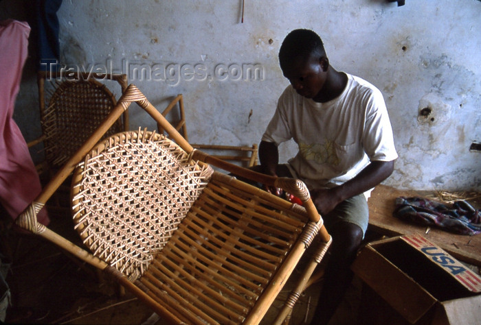 liberia28: Grand Bassa County, Liberia, West Africa: Buchanan - artisan making a bamboo chair - photo by M.Sturges - (c) Travel-Images.com - Stock Photography agency - Image Bank