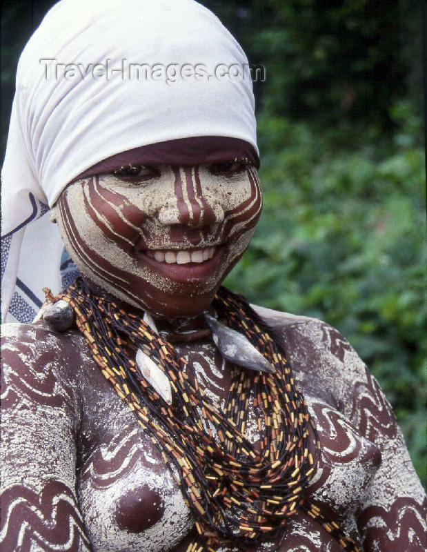 liberia4: Grand Bassa County, Liberia, West Africa: secret society girl - body decorations, part of the rite of passage - Bassa tribe - photo by M.Sturges - (c) Travel-Images.com - Stock Photography agency - Image Bank