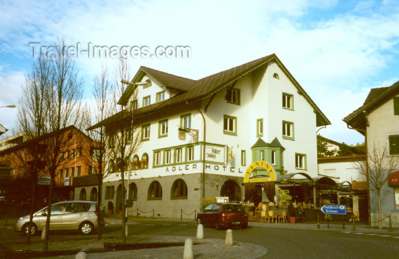 liech23: Liechtenstein - Vaduz: hotel Adler and Vanini Café Bar - Herrengasse - architect Franz Roeckle (photo by M.Torres) - (c) Travel-Images.com - Stock Photography agency - Image Bank