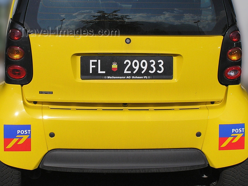 liech53: Liechtenstein - Vaduz: Liechtenstein license plate - Liechtenstein Post - Smart car - photo by J.Kaman - (c) Travel-Images.com - Stock Photography agency - Image Bank