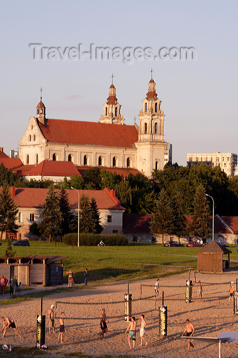 lithuania187: Lithuania - Vilnius: Beach volleyball near river Neris - Church of St. Raphael the Archangel - photo by Sandia - (c) Travel-Images.com - Stock Photography agency - Image Bank