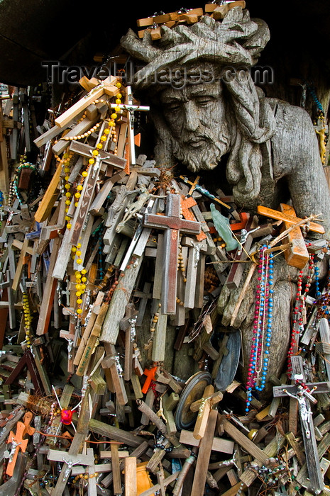 lithuania199: Siauliai, Lithuania: Hill of Crosses - Christ amid the crosses - photo by J.Pemberton - (c) Travel-Images.com - Stock Photography agency - Image Bank