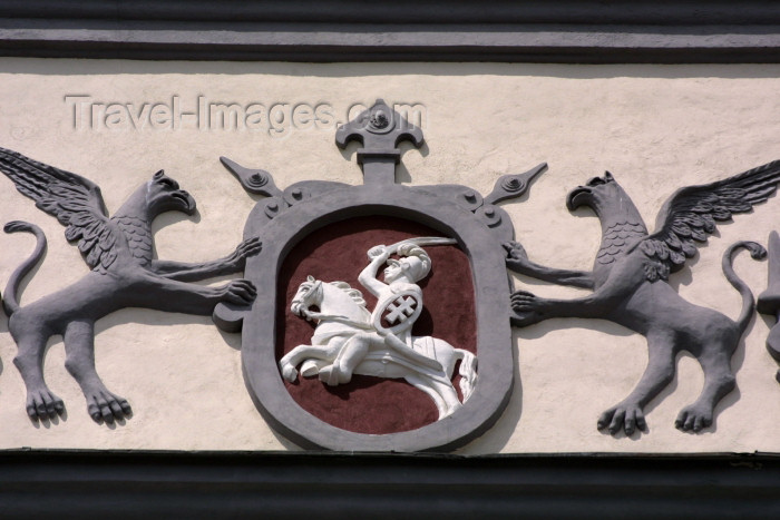 lithuania90: Lithuania - Vilnius: the Gates of Dawn - Ausros vartai - coat of arms detail - the Vytis, a knight in white armour on horseback - photo by A.Dnieprowsky - (c) Travel-Images.com - Stock Photography agency - Image Bank