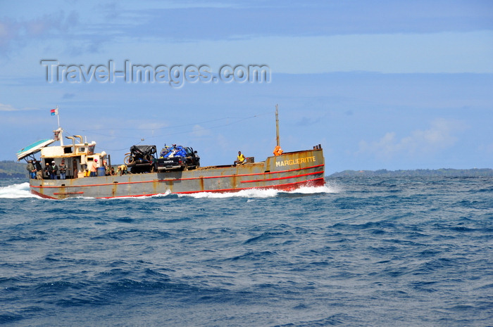 madagascar41: Île Sainte Marie canal / Nosy Boraha, Analanjirofo region, Toamasina province, Madagascar: the small freighter Margueritte ferries vehicles and general cargo between Ambodifotatra and Mananara- photo by M.Torres - (c) Travel-Images.com - Stock Photography agency - Image Bank