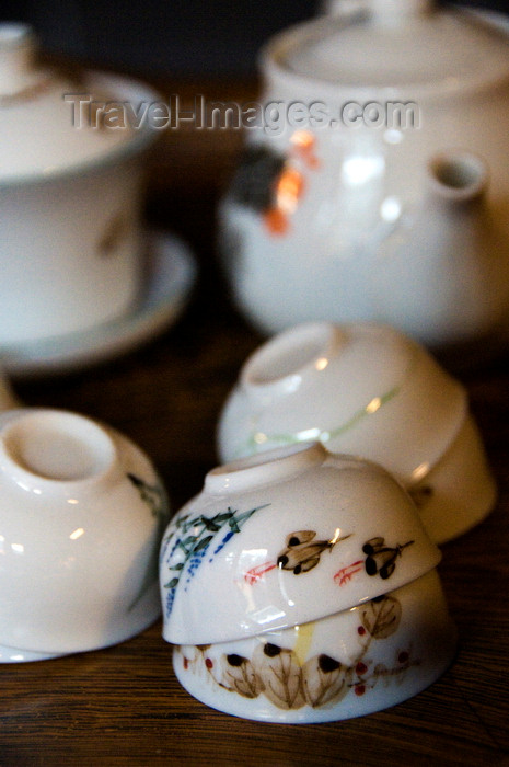 mal154: Kuala Lumpur, Malaysia: Tea set in Chan She Shu Yuen Temple tea shop - porcelain - photo by J.Pemberton - (c) Travel-Images.com - Stock Photography agency - Image Bank