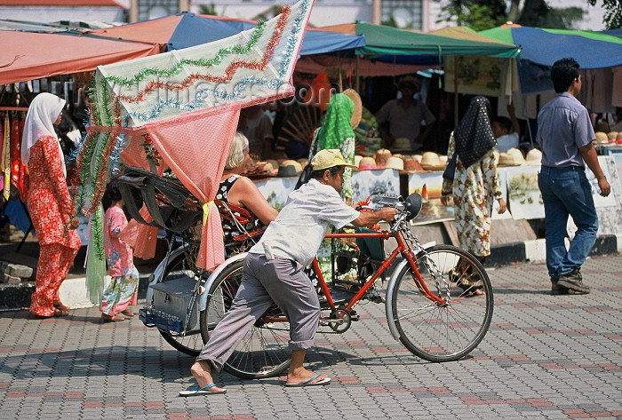 mal163: Malaysia - Johor Baharu: rickshaw with heavy load (photo by S.Lovegrove) - (c) Travel-Images.com - Stock Photography agency - Image Bank