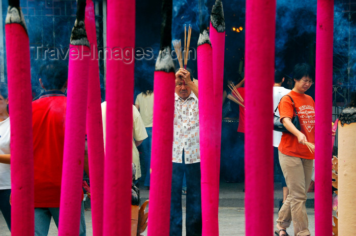 mal377: Kwan Yin Teng chinese temple, Goddess of Mercy Temple - incense sticks, 
Penang, Malaysia. 
 photo by B.Lendrum - (c) Travel-Images.com - Stock Photography agency - Image Bank