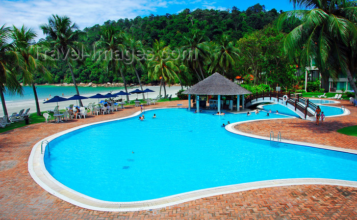 mal437: Beach resort and swimming pool, Pulau Pangkor Island, Perak, Malaysia.
 photo by B.Lendrum - (c) Travel-Images.com - Stock Photography agency - Image Bank