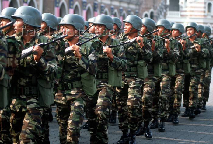 mal473: National day military parade - troops, Kuala Lumpur, Malaysia - photo by B.Lendrum - (c) Travel-Images.com - Stock Photography agency - Image Bank