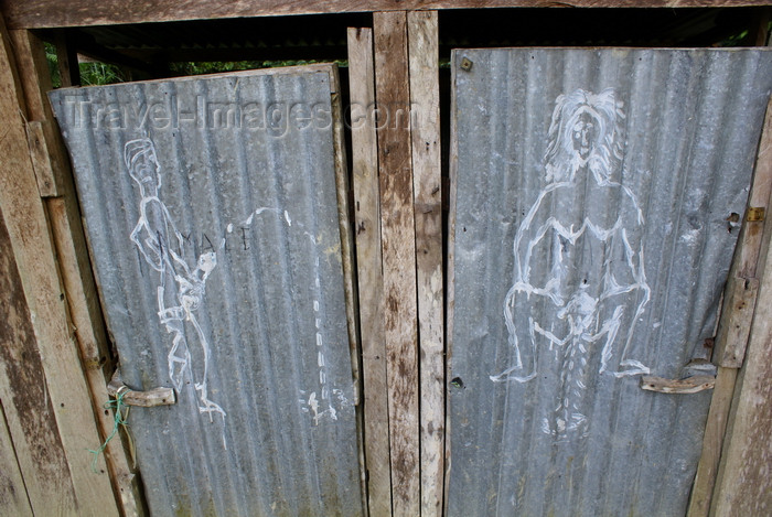 mal550: Skandis, Lubok Antu District, Sarawak, Borneo, Malaysia: very graphical signs in the outdoor toilets near the Iban longhouse - photo by A.Ferrari - (c) Travel-Images.com - Stock Photography agency - Image Bank