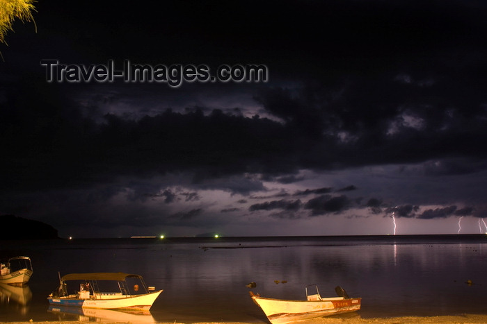 mal617: Perhentian Island, Terengganu, Malaysia: Flora Bay - two white boats on beach during a lightning storm - photo by S.Egeberg - (c) Travel-Images.com - Stock Photography agency - Image Bank